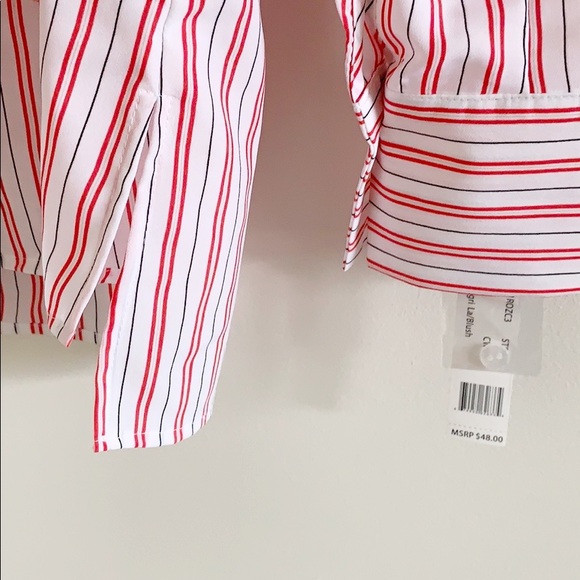 Zac & Rachel Shangri Stripe Button Down Red Small - Picture 3 of 8